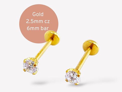A PAIR 20Gauge 8mm or 6mm (post length) with Prong CZ THREADLESS (Back Push in),Surgical Steel (Nickel Free),Cartilage, Monroe, and nose ring in Saudi Arabia