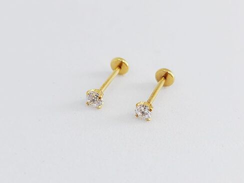A PAIR 20Gauge 8mm or 6mm (post length) with Prong CZ THREADLESS (Back Push in),Surgical Steel (Nickel Free),Cartilage, Monroe, and nose ring in Saudi Arabia