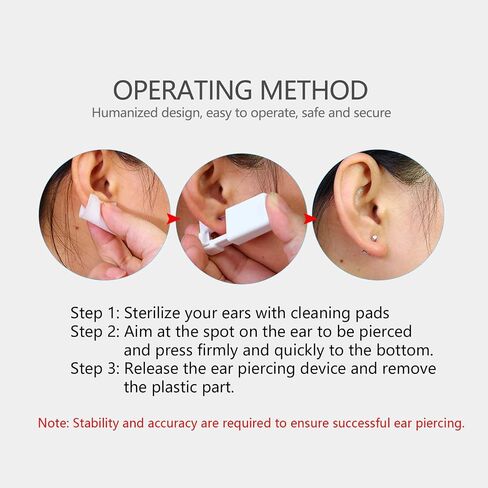 Self piercing ear hole, easy-to-use disposable ear hole puncture kit, ear piercing gun equipped with exquisite piercing earrings, very suitable for ear piercing at home in Saudi Arabia