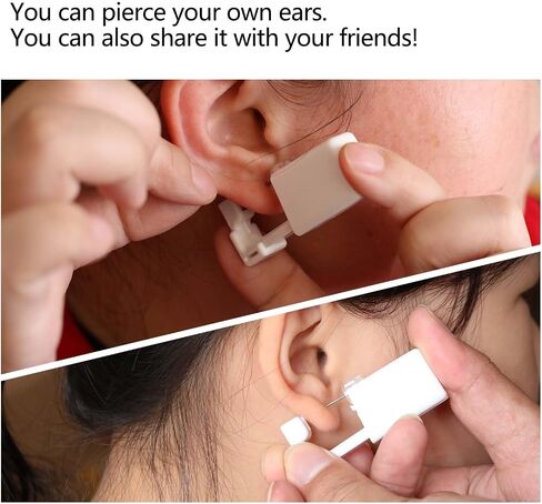 Self piercing ear hole, easy-to-use disposable ear hole puncture kit, ear piercing gun equipped with exquisite piercing earrings, very suitable for ear piercing at home in Saudi Arabia