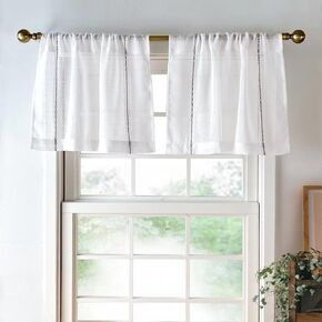 2 Pack Sheer Valance Curtain Linen Look Valance for Kitchen Living Room Bedroom White Voile Small Curtains Modern Farmhouse Valances 25 x 18 inches