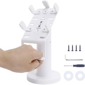 Universal Square POS Machine Terminal Stand, Adjustable Square Credit Card Reader POS Stand, 7" Tall Swivel and Tilt Square Terminal Stand with Complete Kit, Screw-in and Adhesive, White
