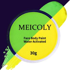 MEICOLY Glow UV Blacklight Face Paint, 8 Bright Colors Neon Fluorescent Body Painting Palette,Water Activated Eyeliner,Water Based Glow In The Dark Party Halloween Washable for Kids Adult Body Paint