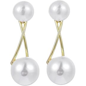 CHARIFIN Gold Long Pearl Earrings Pearl Drop Earrings for Women Big Simulated Pearl Hanging Handmade Fringe Pearl Dangle Earrings for Women (6pairs)