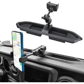 Metal Phone Mount for 2018 2019 2020 2021 2022 2023 Jeep Wrangler JL JLU & Gladiator JT, Multi-Mount Phone Holder Dash Tray System Kit with Extension Arm Metal Rod Don't for Oil-Electric 4xe