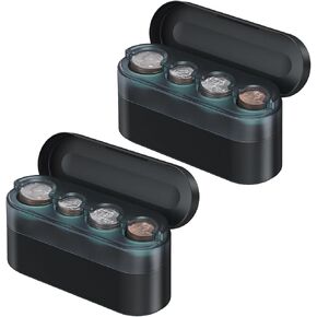 Larger-Capacity Coin Holder for Car Change Holder Organizer, Compatible with Most Car & Trucks, (Black, 2 Pack)