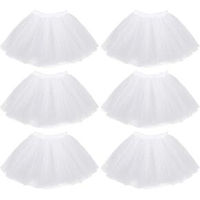 kilofly 6pc White Girls Ballet Tutu Kids Birthday Princess Party Favor Dress Skirt