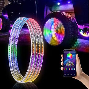 Dream Chasing Color 17 Inch Wheel Rim Light for Truck Car Tire Wheel Ring Double Rows LED Illuminated Lights Kit (Fits 21-28" Tire Wheels)
