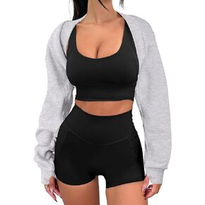 ANRABESS Womens Cropped Sweatshirt Long Sleeve Bolero Cardigan Open Front Shrug Workout Thumb Hole Y2K Tops Preppy Clothes