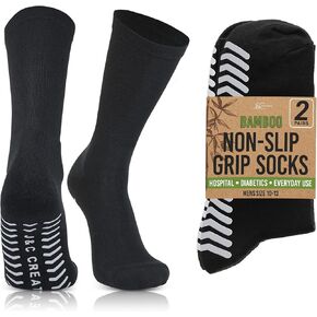 J&C Creations Non Slip Socks Mens - Hospital Socks For Men With Grips - Gripper Socks For Men - 80% Viscose Bamboo
