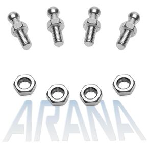 ARANA 10MM Ball Stud with Hardware, 5/16-18 Thread × 3/4" Long Shank Gas Struts Ball Stud for Gas Strut Shock Springs Lift Support End Fiting, Set of 4 Sliver
