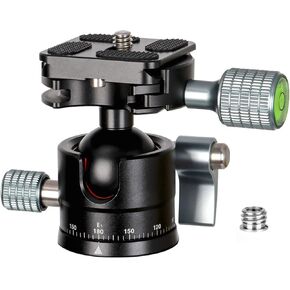 Koolehaoda Low-Profile Ballhead with 1/4" Screw Arca-Type QR Plate and Φ45mm Metal Ball Joint Tripod Head 360° Panoramic for DSLR,Tripod. Maximum Load: 20KG/ 44Ibs