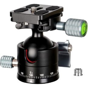 Koolehaoda Low-Profile Ballhead with 1/4" Screw Arca-Type QR Plate and Φ45mm Metal Ball Joint Tripod Head 360° Panoramic for DSLR,Tripod. Maximum Load: 20KG/ 44Ibs