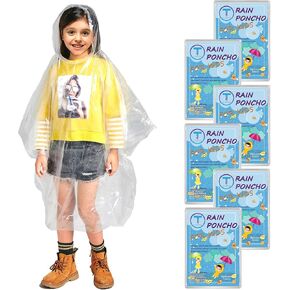 Disposable Rain Ponchos for Adults/Kids/Family 6 Pack 50% Thicker Emergency Ponchos