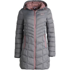 Reebok Women's Winter Jacket - Long Length Quilted Puffer Parka - Heavyweight Outerwear Coat for Women (S-XL)