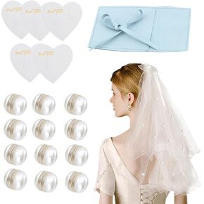 24pcs Double-Sided Pearl Veil Weights Non-Damaging Magnetic Bridal Veil Weights w/5 Love Cards/Jewelry Bag