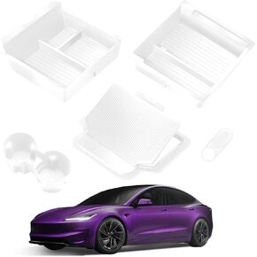 2024 Newest Center Console Organizer Tray for Tesla Model 3 Highland 2024 [Slide Smoothly] Armrest Hidden Organizer Box Cup Holder for Tesla Model 3 Accessories 2024 Matte Black