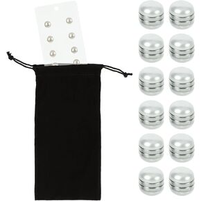 Double-Sided Magnetic Artificial Pearl Veil Weights with Storage Bag, Outdoors Weddings Pearl Veil for Brides, Wedding Dress Veil Accessories, Bridal Party Decoration, 12 Sets