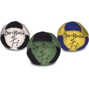 World Footbag Dirtbag Footbag 8-Panel الاصطناعية من جلد الغزال والرمال مملوءة كيس Hacky Footbag | 3 عبوات بألوان متنوعة