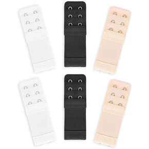 6 PCS Women's Bra Extenders 2 Hook 3 Row Soft Comfortable Stretchy Bra Extension Strap Elastic Bra Band Hook Bra Strap Extender Bra Extenders 2 Hooks Plus Size