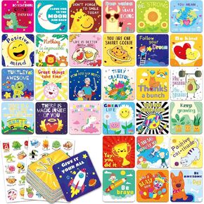 160 Motivational Lunch Notes for Kids, Cute Inspirational Cards Lunch Box Notes for Boys Girls Teens from Mum Funny Pun Cards with 80 Reward Stickers School Gifts
