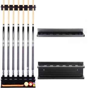 Xnwouco Pool Stick Holder, Pool Cue Holder Floor Stand or Ping Pong Paddle Holder Holds 9 Cues, 100% Solid Wood Billiards Pool Cue Rack, Pool Table Accessories for Man Cave, Game Room, Home, Black