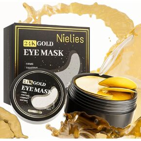 Under Eye Patches (30 Pairs) - 24K Gold Eye Patches for Puffy Eyes, Dark Circles, Eye Bags - Skin Care with Collagen, Pearl Extract & Hyaluronic Acid - Anti-Aging Eye Masks (24 Gold- Box)