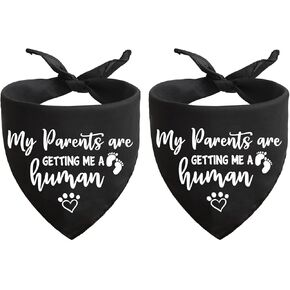Mom&Dad are Getting me a Human, Dog Pregnancy Announcement Bandana, Pet Accessories for Dog Lovers, Gender Reveal Photo Prop Pet Scarf, Pack of 2