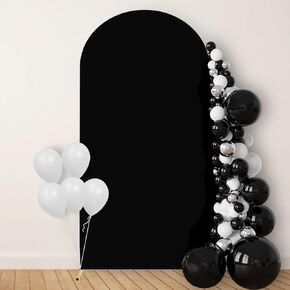 KJEC Wedding Arch Backdrop Cover, 6.6FT Spandex Fitted Arch Cover, Round Top Chiara Backdrop Cover, Arch Stand Covers for Wedding, Birthday, Banquet, Baby Shower (6.6 x 3.3 ft, White)