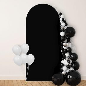 KJEC Wedding Arch Backdrop Cover, 6.6FT Spandex Fitted Arch Cover, Round Top Chiara Backdrop Cover, Arch Stand Covers for Wedding, Birthday, Banquet, Baby Shower (6.6 x 3.3 ft, White)