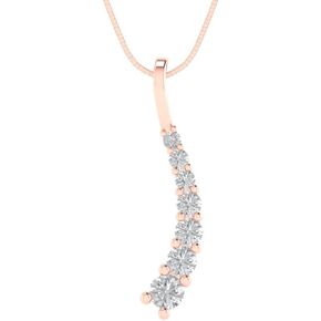 Clara Pucci 0.50 ct Brilliant Round Cut Conflict-Free VVS1 Ideal Gemstone Simulated Diamond CZ 7-Stone Solid 14k Yellow Gold Solitaire Pendant Box + 16" Chain