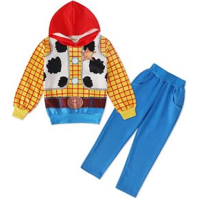 Eledobby Kids Buzz Lightyer Costume Halloween Dress Up Hooded Pullover Pants Set Buzz Outfits for Boys