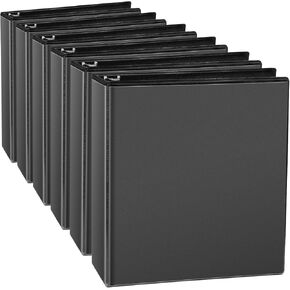 2 Inch 3 Ring Binders, Slant D Ring Binder Fit US Letter Size Paper, 2" View Binder with 2 Pocekts, 6 Packs, Black