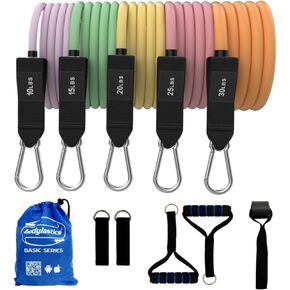 Bodylastics Resistance Band Set - Resistance Bands with Handles, Ankle Straps, Door Anchor, Carry Bag - Heavy-Duty Stretch Exercise Bands -Patented Clips and Snap Reduction Tech -Fitness Workout Bands
