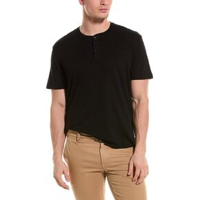 VELVET BY GRAHAM & SPENCER Men's Lionel Short Sleeve Henley T-Shirt, Black, XXL