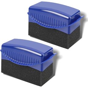 Tire Shine Applicator, Durable Tire Foam Applicator Sponges Contour, Reusable Tire Wheel Shine Car Cleaning, Applicator Pads Tire Wax Wipe with Lid (2)
