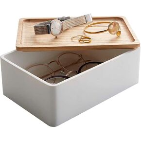 YAMAZAKI Accessory Box Home | Polystone | Jewelry Organizer, One Size, Walnut