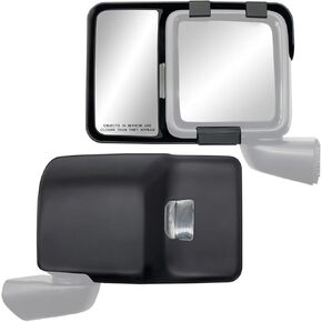 K Source Snap & Zap Custom Fit Towing Mirror Pair for Jeep Wrangler, Gladiator, Black