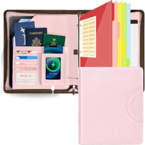 حافظة أعمال جلدية من Pink Trapper Keeper Binder مع سحاب، حافظة مكونة من 3 حلقات قابلة للفصل مع حافظة تخزين، تناسب الورق بحجم الحروف، مع مفكرة قابلة لإعادة الملء، 5 صفحات مجلد إضافية