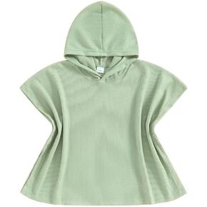 Kids Swim Cover up Girls Boys Waffle Towel Poncho Swimsuit Coverups for Beach, Pool, Bath (Green,5-6T)