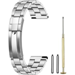 Juntan Stainless Steel Watch Bands 20mm 22mm Tapered Metal Watch Band Strap Solid Screw in Silver and Black Bracelet with Classic Diving Buckle for Men Women