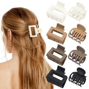 DEEKA مشابك شعر ذات صف مزدوج، مشابك مخلب صغيرة للشعر الرقيق، 4 عبوات، 1.6 بوصة متوسطة غير لامعة غير قابلة للانزلاق، إكسسوارات شعر قصيرة للنساء والفتيات