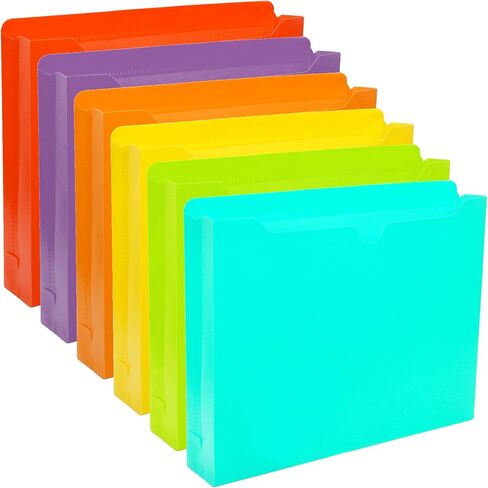 Youngever 6 Pack Heavy Duty Plastic File Jacket, Reinforced Straight Cut Tab, Expandable File Jackets, 2 inch Expansion Pocket, Letter Size, Assorted Colors in Saudi Arabia