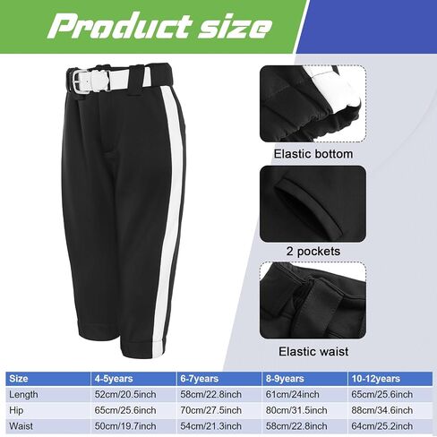 Cozypower 3 Pcs Baseball Pants Combo Set Men Youth Boy and Girls Softball Pants with Socks and Belts in Saudi Arabia
