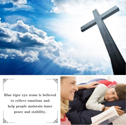 Cross Bracelet for Men Boys, Tiger Eye Bracelet Brings Health, Safety and Happiness, Baptism/Back to School/Birthday/Christmas Gifts for Son Grandson Man in Kuwait