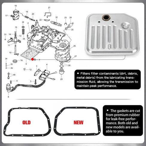 42RE 44RE 46RE 47RE 48RE Trans Transmission Oil Filter kit Compatible with DAKOTA DURANGO RAM 1500 2500 3500 VAN RAM (10-98) GRAND CHEROKEE (04-98) Replaces# 52118789 in Saudi Arabia