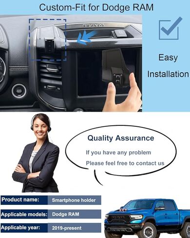 Dodge RAM Phone Holder 2024 Dodge RAM Phone Mount Custom Fit 2019-present（Only Supports 5 and 8.4 inch Screen） Dodge RAM 1500 Accessories Compatible for All Cell Phones in Kuwait