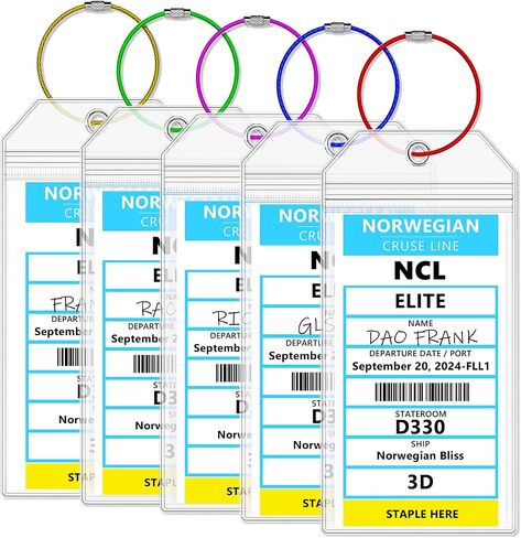حاملات بطاقات الأمتعة NCL، حامل بطاقات الأمتعة الشفاف بسحاب مع حلقات فولاذية، تناسب سفن وعلامات خط الرحلات البحرية النرويجية المطبوعة (غير المرسلة بالبريد) للرحلات البحرية في 2024 و2025 (5 عبوات) in Saudi Arabia