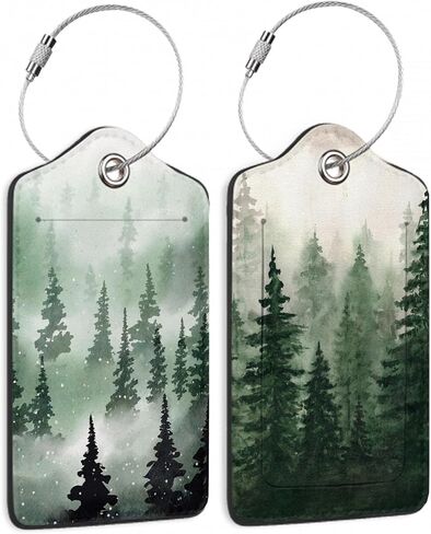 2 Pack Luggage Tags for Suitcases Mysterious Forest Luggage Tag, Leather Stainless Steel Loop Label Tag for Men Women Travel Bag Suitcase in Saudi Arabia