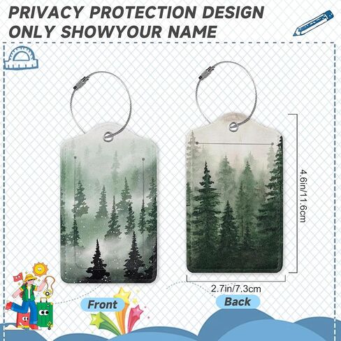 2 Pack Luggage Tags for Suitcases Mysterious Forest Luggage Tag, Leather Stainless Steel Loop Label Tag for Men Women Travel Bag Suitcase in Saudi Arabia